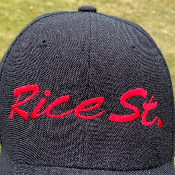 Rice St. Embroidered Black Snapback Hat Red Lettering St. Paul MN Pacific Pro - Picture 4 of 6